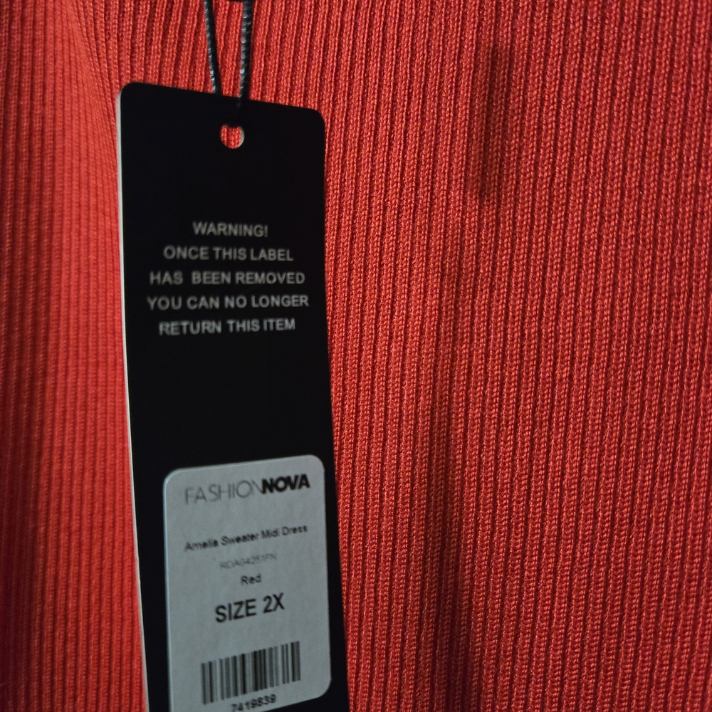 Fashion Nova Vibrant Red Knit Dress